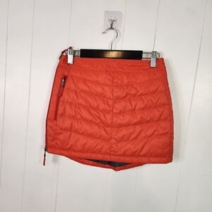 Skhoop Puffer Skirt Down Filled Quilted Orange Zipper Pockets size XS Ski Hiking